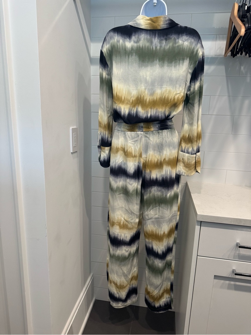 Zara Tie-Dye Wide Leg Pants — Olive, Navy & Mustard - Picture 8 of 8